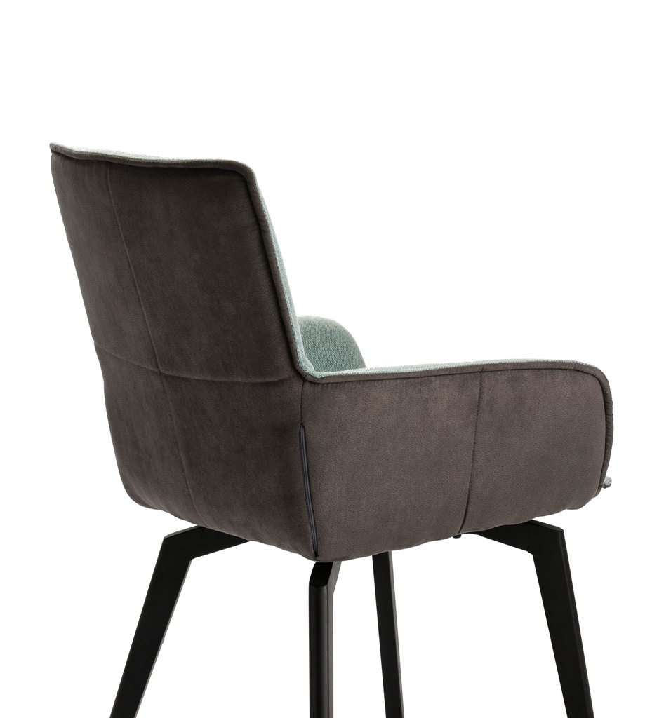 FAUTEUIL MALIBU TURQUOISE PIED METAL NOIR DIM : 57x54x47 / 64/91 cm.