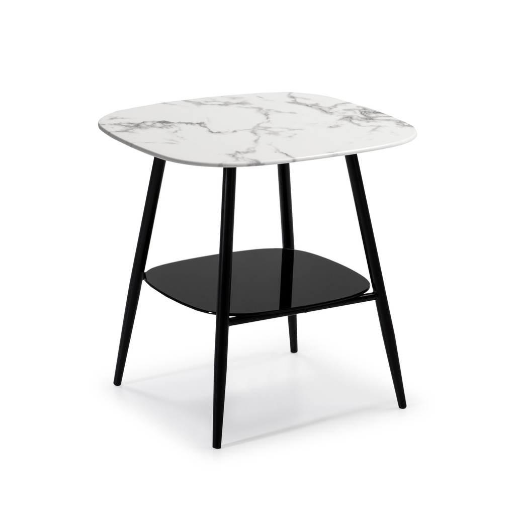 TABLE DE COIN ALINA VERRE MARBRE BLANC