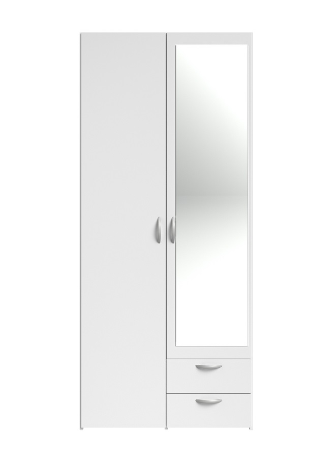 ARMOIRE DAILY 2PORTES + 2TIROIRS BLANC HOME : L81 x H185 x P51