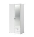 ARMOIRE DAILY 2PORTES + 2TIROIRS BLANC HOME : L81 x H185 x P51