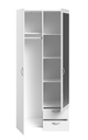 ARMOIRE DAILY 2PORTES + 2TIROIRS BLANC HOME : L81 x H185 x P51