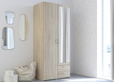 ARMOIRE DAILY 2PORTES + 2TIROIRS CHENE SONOMA : L81 x H185 x P51