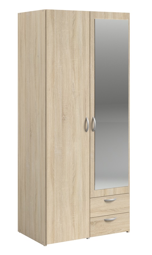 ARMOIRE DAILY 2PORTES + 2TIROIRS CHENE SONOMA : L81 x H185 x P51