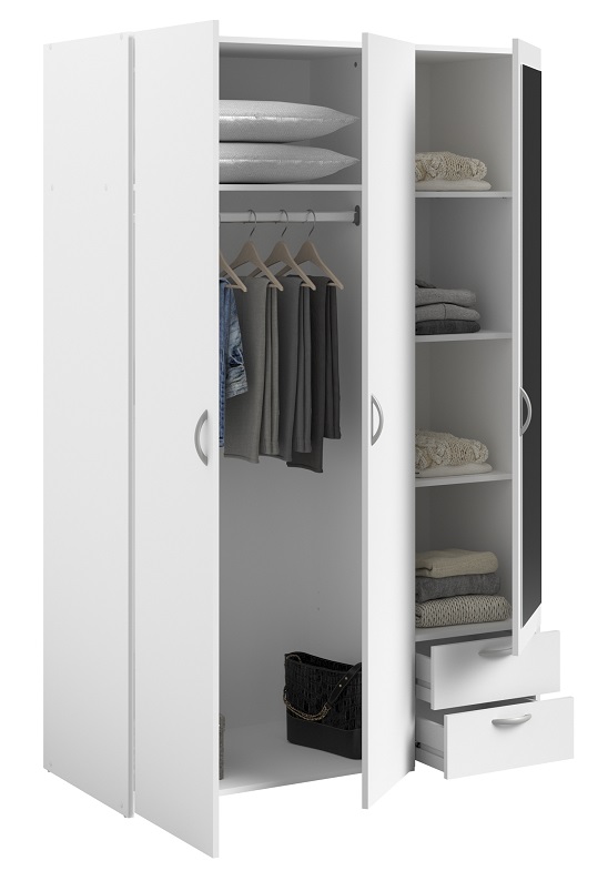 ARMOIRE DAILY 3PORTES + 2TIROIRS BLANC HOME  L120 x H185 x P51