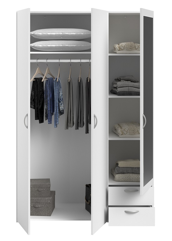 ARMOIRE DAILY 3PORTES + 2TIROIRS BLANC HOME  L120 x H185 x P51