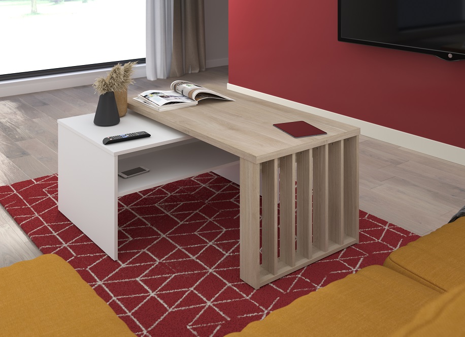 TABLE BASSE NALA 360° Chêne du Japon | Blanc Home : L110 x H50 x P60