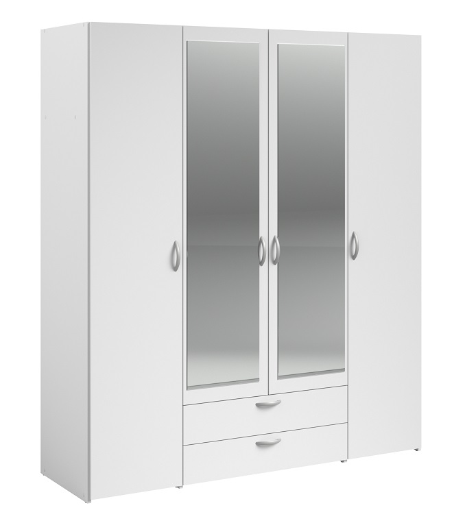 ARMOIRE DE RANGEMENT DAILY2 - 4PORTES + 2TIROIRS BLANC HOME  L160 x H185 x P51