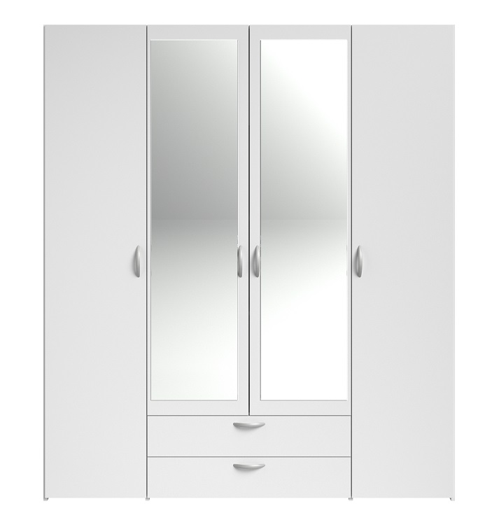 ARMOIRE DE RANGEMENT DAILY2 - 4PORTES + 2TIROIRS BLANC HOME  L160 x H185 x P51