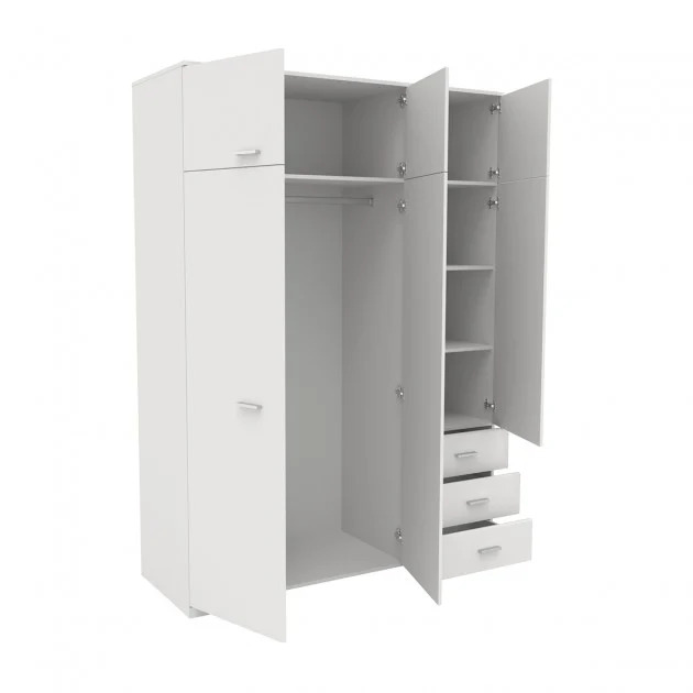 ARMOIRE GALAXY 6PORTES + 3TIROIRS BLANC : L146 x H203 x P55