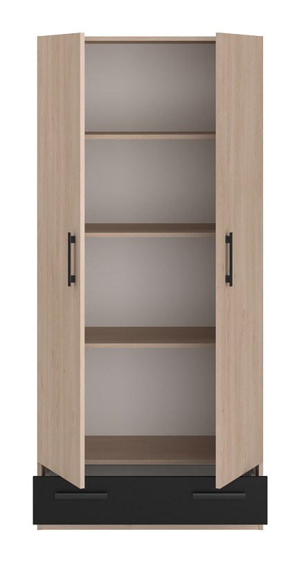 ARMOIRE ORLANDO 2PORTES + 1TIROIRS CH BR BLACK  L78 x H170 x P38