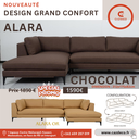 Canapé d'angle ALARA grand confort couleur Chocolat côté gauche Dimension : 312x175x82cm