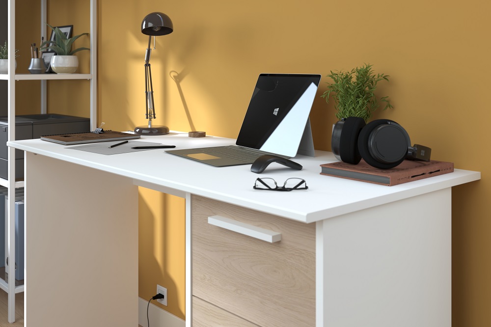 BUREAU INFINITY BLANC CH BR : L121 x H74 x P55