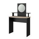 COIFFEUSE AALBORG PLATEAU + TABLETTE + MIROIR BLACK ST / CH JAP L. :90 cm - H.:135 cm - P.:50 cm