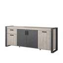 ENFILADE JULES 4PORTES + 1TIROIR CH. PORTOFINO GRIS / STEAM BLACK : L. : 218 cm - H. : 87 cm