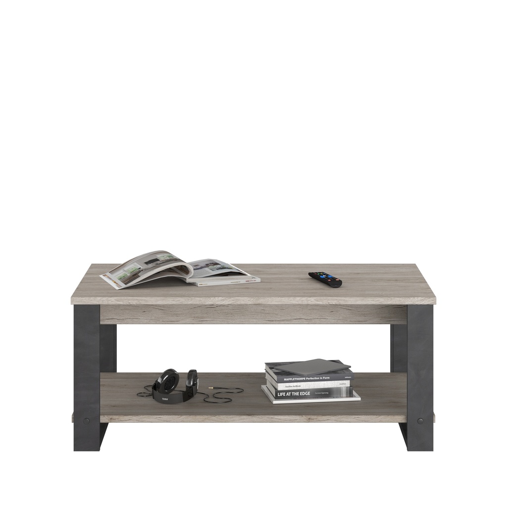 TABLE BASSE JULES CH.PORTOFINO GRIS/ STEAM BLACK : L:110 cm - H.:46.5 cm - P.66 cm