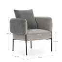 17813 FAUTEUIL ARUNI TISSU GRIS CLAIR 78X75X48/73