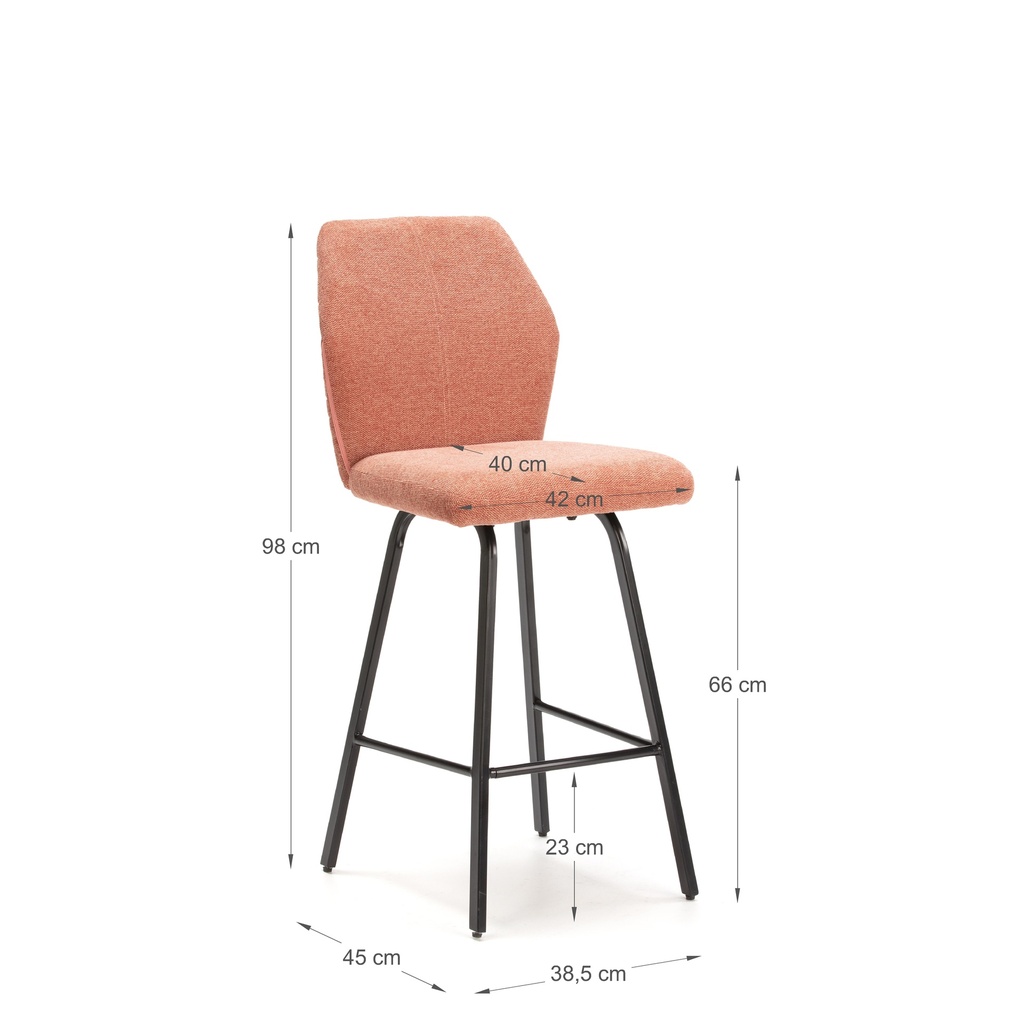 TABOURET BEI 65CM TISSU CORAL 43X53X65/97