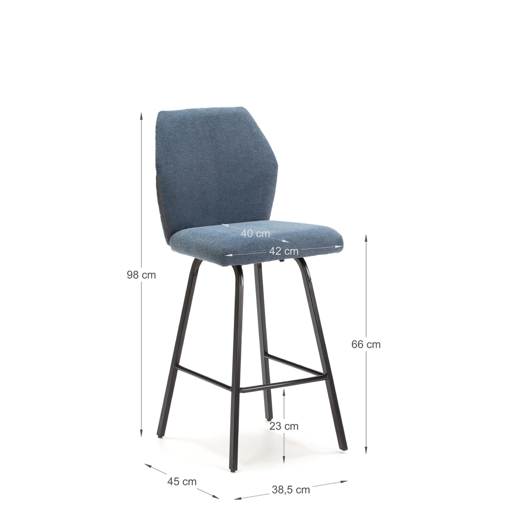 TABOURET BEI 65CM TISSU BLEU 43X53X65/97