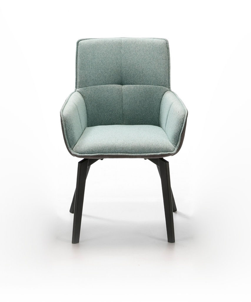 FAUTEUIL MALIBU TURQUOISE PIED METAL NOIR DIM : 57x54x47 / 64/91 cm.