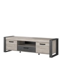 MEUBLE TV JULES CH.PORTOFINO GRIS / STEAM BLACK : : L. : 180 cm - H. :49 cm