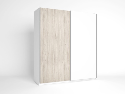 [15128_EX] ARMOIRE SAHARA 2 PORTES COULISSANTS SAHARA/BLANC H.200 X l.182 X P.56CM