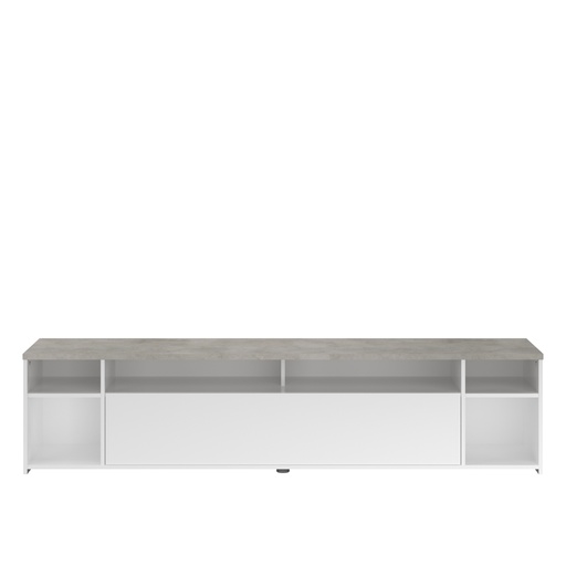 [9241BATV] MEUBLE TV BLANC BRILLANT / BETON  L200 x H46 x P40