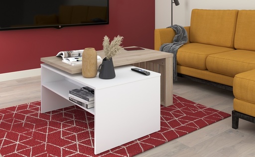 [9220TABA] TABLE BASSE NALA 360° Chêne du Japon | Blanc Home : L110 x H50 x P60