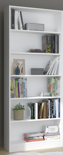 [8243BIBL] BIBLIOTHEQUE MAYENCE BLANC HOME L. : 79 cm - H. : 198 cm - P. : 28 cm