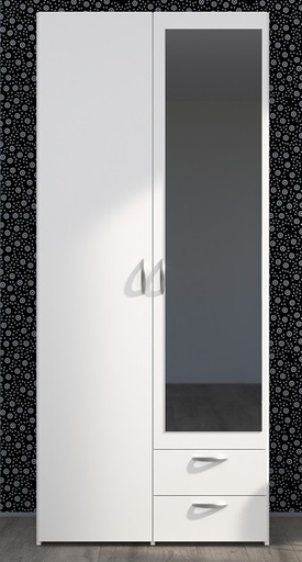 [6510A2PM] ARMOIRE DAILY 2PORTES + 2TIROIRS BLANC HOME : L81 x H185 x P51