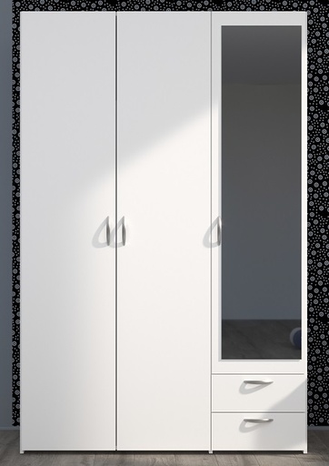 [6510A3PM] ARMOIRE DAILY 3PORTES + 2TIROIRS BLANC HOME  L120 x H185 x P51